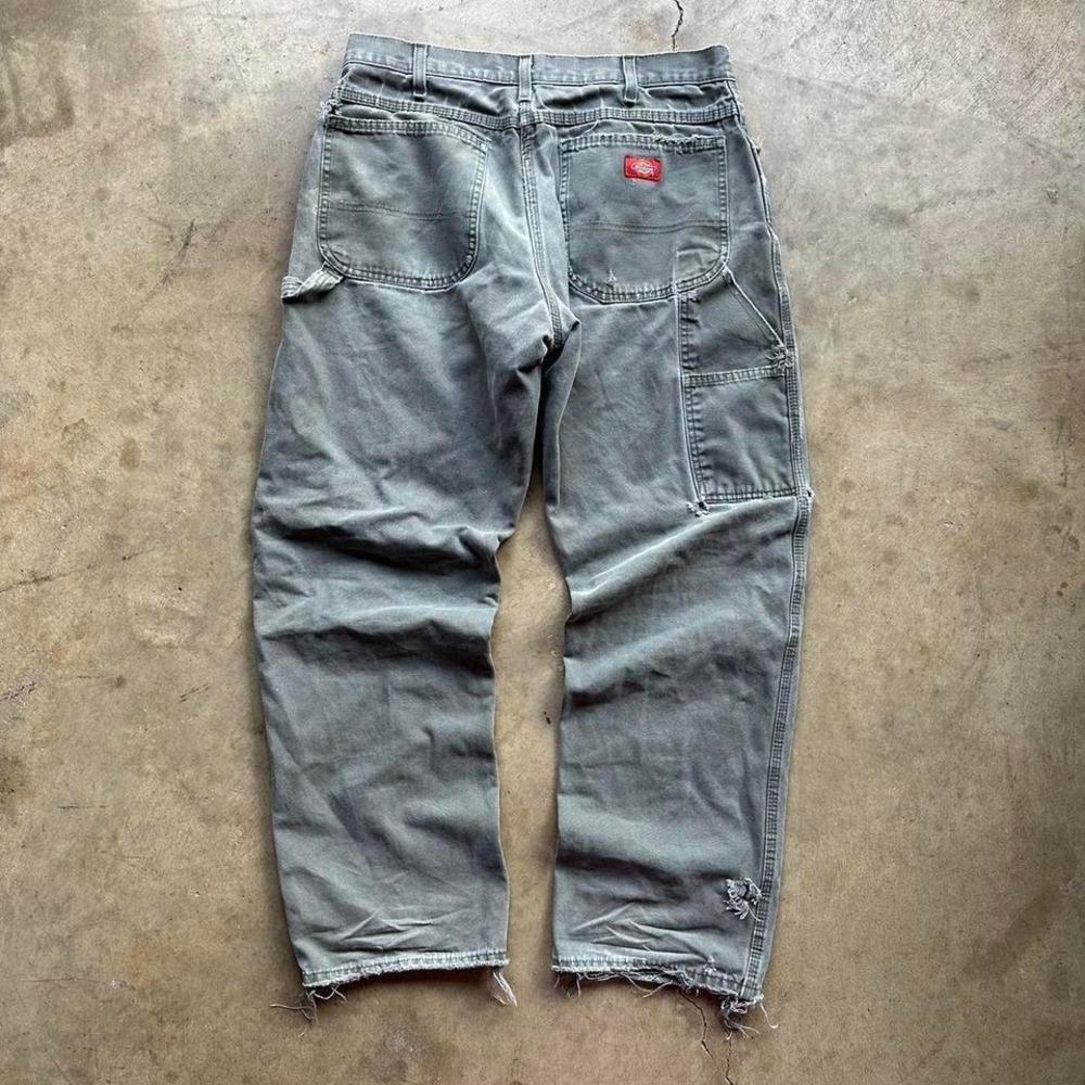 vintage 90s green‎ dickie carpenter distressed faded pants